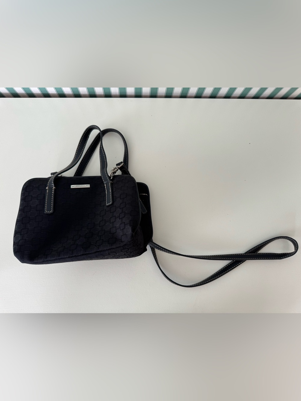 Nine West Black Textured Shoulder Bag with Crossbody Strap